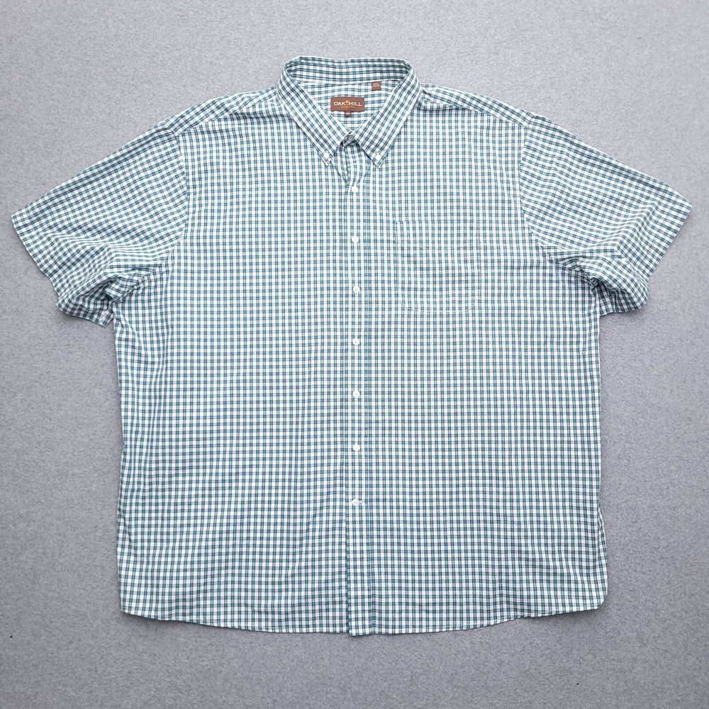 Oak Hill Button Down Shirt 4XL Wrinkle Resistant Blue White Plaid Mens